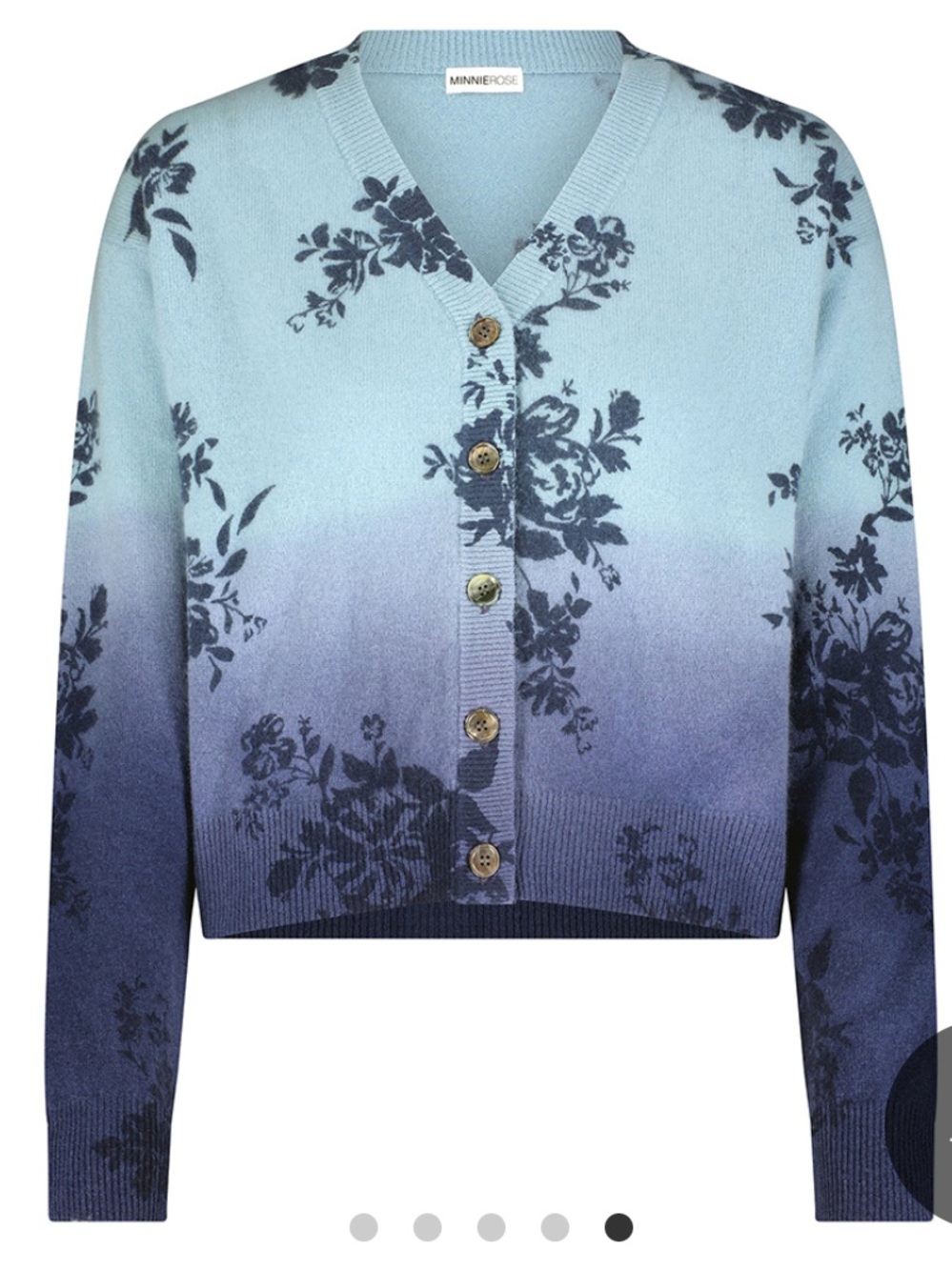 Minnie Rose 100% Cashmere Floral Cardigan